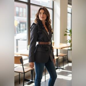 Marc Jacobs Charcoal Ruffled Blazer w/belt